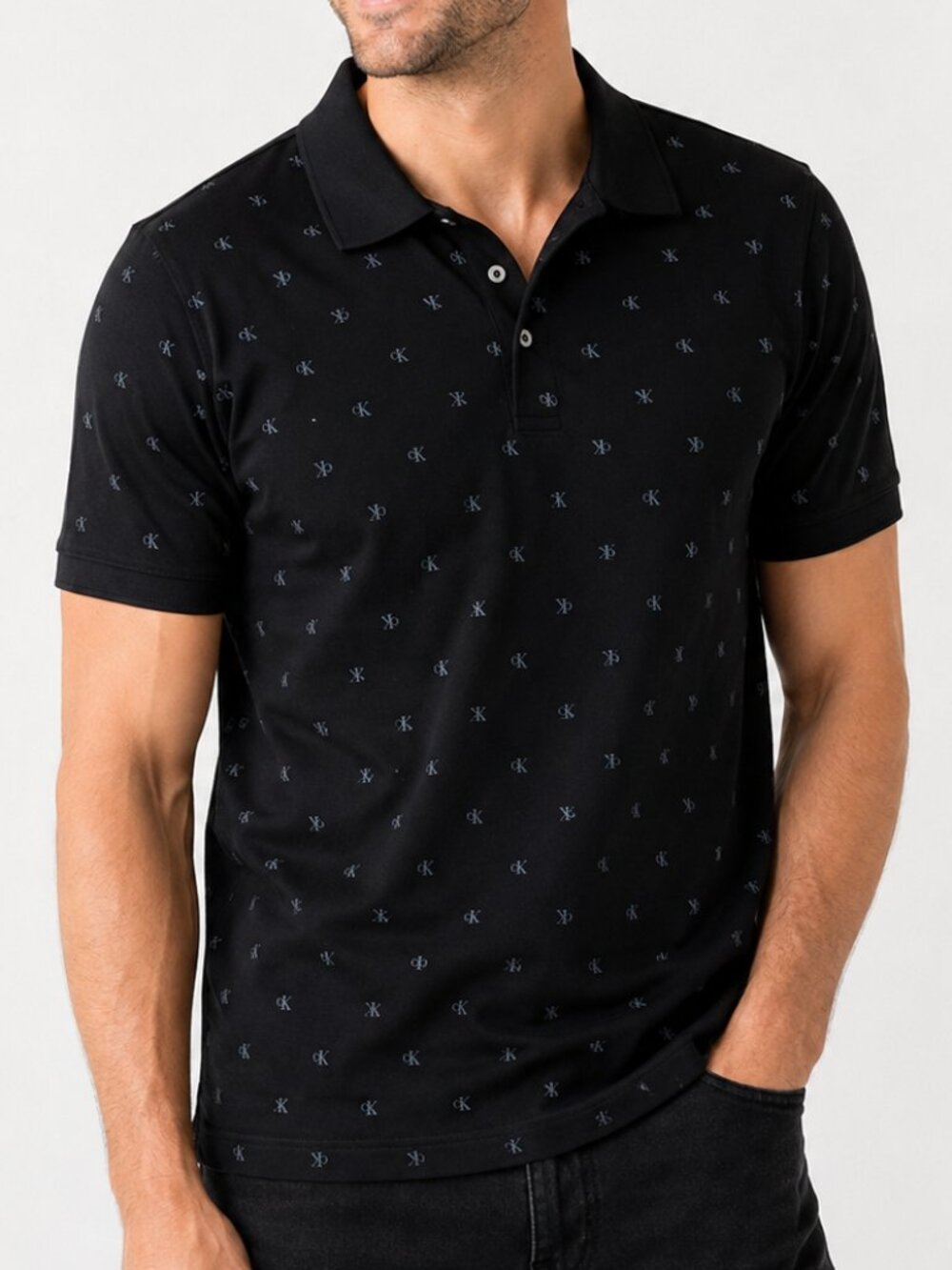 Calvin Klein Men’s XXL Black CK Monogram Polo Shirt